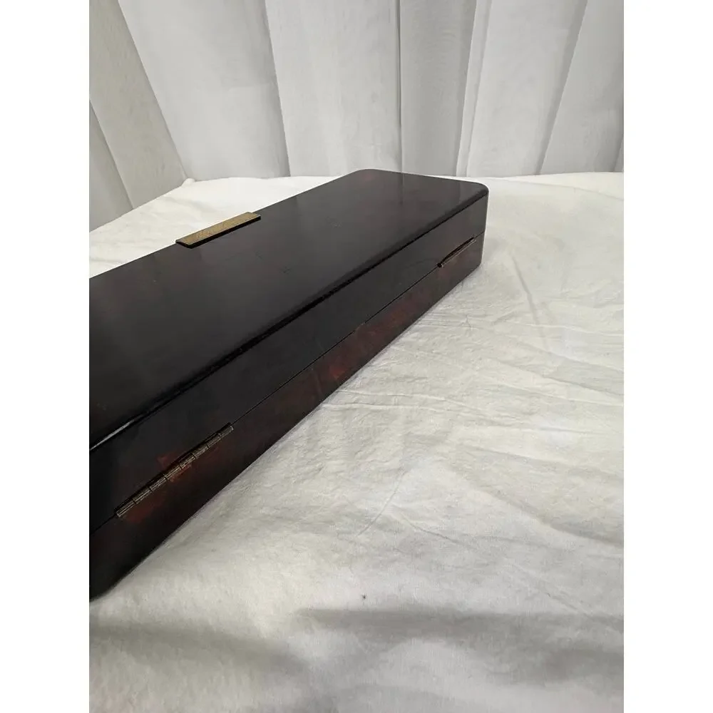Vintage Faux Tortoiseshell Acrylic Jewelry Box with Brass-Tone Clasp